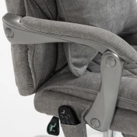 HOMCOM Verstelbare bureaustoel met massage en warmte, linnenlook, lendensteun, brede zitting, grijs, tot 180 kg(m-12)
