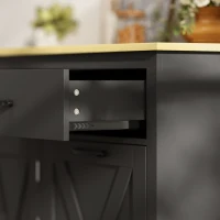 HOMCOM Tilt Out Trash Cabinet with Charging Station, Kitchen Island with Storage, 57 Liter Hidden Rubbish Bin Storage, Black(m-12)