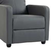 HOMCOM Relaxfauteuil met push-back ligfunctie en voetensteun, tv-fauteuil van PU-leer, grijs(m-12)