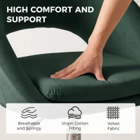 HOMCOM Velvet Desk Chair, Modern Office Chair with Height-Adjustable, Wheels, for Home Study Bedroom, Dark Green(m-4)