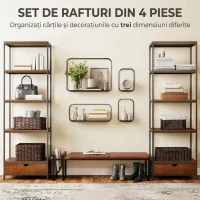 HOMCOM rafturi suspendate perete, rafturi decorative moderne(m-5)