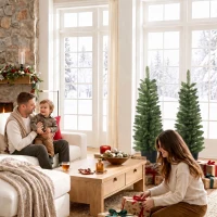 HOMCOM Lot de 2 Sapins de Noël Artificiels 120 cm, Base en Pot de Culture, Pointes de Branches Ignifuges, Vert(m-9)
