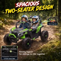 AIYAPLAY 24V 2 Seater Ride On Truck Car for Big Kids with Remote Control, Dual Motors, 4-Wheel Suspension for Ages 3-8, Green(m-5)