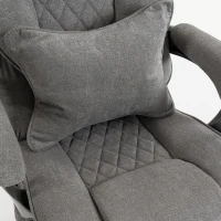 HOMCOM Verstelbare bureaustoel met massage en warmte, linnenlook, lendensteun, brede zitting, grijs, tot 180 kg(m-13)