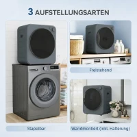 HOMCOM Mini Wäschetrockner 4 kg mit 5 Programme bis zu 60℃ 800W/400W Ablufttrockner mit Edelstahltrommel Grau(m-5)