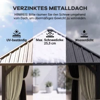 Outsunny 3 x 3 m Hartdach-Pavillon, Gartenpavillon mit Metalldach, Wasserfestes Gartenzelt mit Netz und Seitenwänden, Dunkelgrau(m-4)