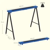 DURHAND Set 2 Pezzi Cavalletti da Lavoro Pieghevoli, Piano di Lavoro in Gomma Antiscivolo, Portata 250kg, Blu(m-3)
