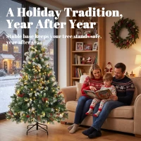HOMCOM Sapin de Noël Artificiel Lumineux et Enneigé 150cm, Arbre de Noël, Télécommande, 11 Modes d'Éclairage, 210 LED, Vert(m-9)