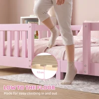 AIYAPLAY Wooden Kids House Single Bed Frame, Solid Pine Wood Toddler Bed with Dual Guardrails for Children, Boys, Girls, Pink(m-5)