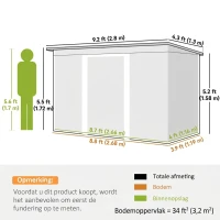 Outsunny Tuinschuur met schuifdeur grijs(m-3)