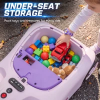 AIYAPLAY 12V Electric Wiggle Car with Pedal, Kids Electric Car with 2 Speeds, Soft Start, Music, Lights for 3-5 Years, Purple(m-7)