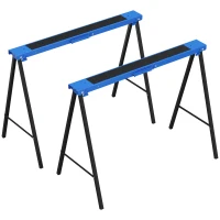 DURHAND Set 2 Pezzi Cavalletti da Lavoro Pieghevoli, Piano di Lavoro in Gomma Antiscivolo, Portata 250kg, Blu(m-1)
