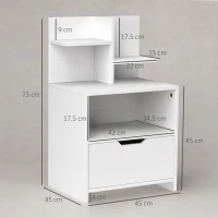 HOMCOM Modern Bedside Table, Nightstand with Drawer, Shelf, Bedside Cabinet for Bedroom, Living Room, White(m-3)