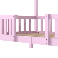 AIYAPLAY Wooden Kids House Single Bed Frame, Solid Pine Wood Toddler Bed with Dual Guardrails for Children, Boys, Girls, Pink(m-11)