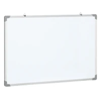 HOMCOM Whiteboard, magnetisch bord, notitiebord, inclusief accessoires, 4 stiften, 1 spons, 10 magneten, wit + zilver(m-11)
