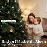 HOMCOM Árvore de Natal Artificial 220 cm com 1116 Ramos Base Metálica Dobrável Sistema com Dobradiças Realista e Frondosa Verde(m-5)