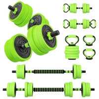 SPORTNOW Set Pesi da Palestra 4 in 1 da 20kg, Convertibile in Kettlebell, 2 Manubri, Bilanciere e Supporto Flessioni, Verde(m-11)