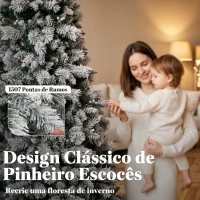 HOMCOM Árvore de Natal Artificial 270 cm com 1507 Ramos Base Metálica Dobrável e Montagem Rápida Branca(m-5)