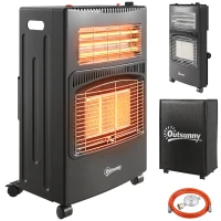 Outsunny Sobă pe gaz portabilă pliabilă 4,2 kW, neagră(m-11)