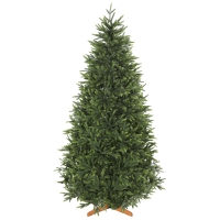 HOMCOM Sapin de Noël Artificiel 210 cm Nordmann, 1008 Pointes de Branches Articulées Réalistes en PE, Support en Bois, Vert