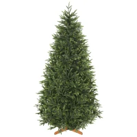 HOMCOM Sapin de Noël Artificiel 210 cm Nordmann, 1008 Pointes de Branches Articulées Réalistes en PE, Support en Bois, Vert(m-1)
