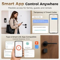HOMCOM Smart Door Cylinder, 5-in-1 (Fingerprint Biometrics/Passcode/APP/NFC Card/Key), Shared Access, Bluetooth Cylinder(m-5)