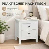 HOMCOM Modern nachtkastje met 2 lades, bijzettafel met antislippads voor de slaapkamer, wit(m-7)