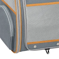 PawHut Pet Backpack Carrier, Foldable Pet Carrier Backpack for Mini Dogs Cats Up to 5 kg, with Mesh Window, Grey(m-10)