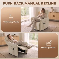 HOMCOM Recliner Armchair, Push Back Recliner Chair with Massage & Heat, Adjustable Armrests, Dual Side Pockets, Beige(m-6)