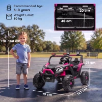 AIYAPLAY UTV Macchina Elettrica Bambini 24V 2 Posti, 2 Motori 120W, Batteria al Litio, Telecomando, Sospensioni, Rosa(m-3)