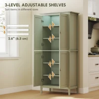 HOMCOM Tall Pantry Cupboard with Motion Sensor LED Light - Green(m-6)
