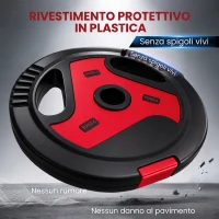 SPORTNOW Dischi Pesi Palestra, Set 4 Pezzi, 25kg, Foro 2.5cm, Nero(m-6)