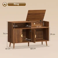 HOMCOM Record Player Stand, Vinyl Record Holder with Storage Holds Up to 300 Albums with Flip-Top Compartment, Walnut(m-3)