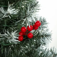 HOMCOM 4ft Pre-Lit Slim Artificial Christmas Tree Set of 2, with 100 Dual-Colour LED Lights, 140 Frosted Branch Tips(m-12)