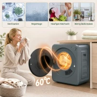 HOMCOM Mini Wäschetrockner 4 kg mit 5 Programme bis zu 60℃ 800W/400W Ablufttrockner mit Edelstahltrommel Grau(m-6)