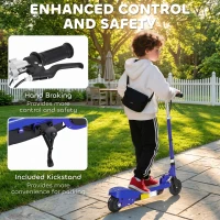 HOMCOM Folding Electric Kids Scooter Ride on Age 7-14, Blue/Black(m-8)