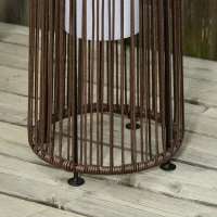 Outsunny Lampadaire LED de jardin style colonial dim. Ø 21,5 x 61H cm résine tressée filaire chocolat(m-9)
