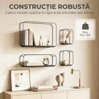 HOMCOM rafturi suspendate perete, rafturi decorative moderne(m-6)