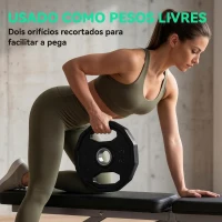 SPORTNOW Conjunto de 2 Discos de Pesos de 5 kg com Orifício de 50 mm para Treino de Força Ø24x3,5 cm Preto(m-4)