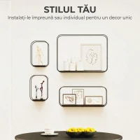 HOMCOM rafturi suspendate perete, rafturi decorative moderne(m-4)