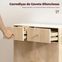 HOMCOM Aparador com 2 Portas e 2 Gavetas, Aparador Moderno para Sala com Prateleira Ajustável e Tampo Efeito Mármore, 77x30x80 cm, Carvalho(m-5)