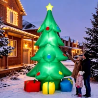 Outsunny Opblaasbare kerstboom 300 cm met RGB-ster, LED-verlichting, cadeaudozen, XXL, IP44 waterbestendig voor kerstfeesten(m-2)