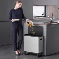 HOMCOM Papelera Automática con Sensor 54L 3 Compartimentos Acero Inoxidable Plata(m-6)