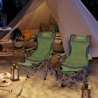 Outsunny Set 2 Sedie da Campeggio Pieghevoli con Poggiapiedi e Portabicchieri, 82x50/100x88 cm, Verde(m-10)