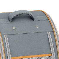 PawHut Pet Backpack Carrier, Foldable Pet Carrier Backpack for Mini Dogs Cats Up to 5 kg, with Mesh Window, Grey(m-11)