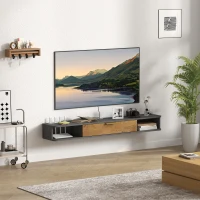 HOMCOM 140 cm Floating TV Stand with Storage - Charcoal Grey(m-9)