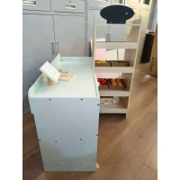 AIYAPLAY Loja Infantil em Madeira, Caixa Registradora, Alimentos de Brinquedo, Quadro Negro e 44 Acessórios, para 3 a 6 anos(m-1)