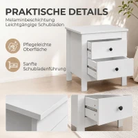 HOMCOM Modern nachtkastje met 2 lades, bijzettafel met antislippads voor de slaapkamer, wit(m-6)