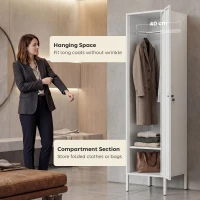 HOMCOM Metal Locker Cabinet with Hanging Rod, Lock and Key, Single Locker Storage Cabinet with Shelf, White(m-5)