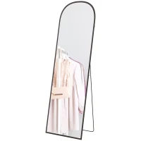 HOMCOM Oglindă de podea și perete modernă din aliaj de aluminiu cu suport pliabil, 50x161,5cm, negru(m-16)